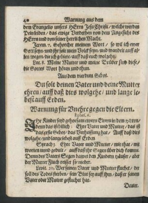 Aus dem vierdten Gebot.