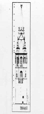 Halle (Saale), Roter Turm, Aufrisszeichnung der Südseite