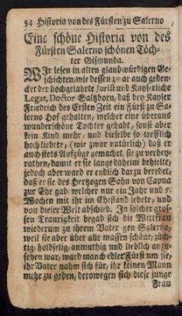 Eine schöne Historia von des Fürsten Salerno schönen Töchter Gismunda.