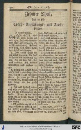 Zehnter Theil, hält in sich Creutz- Anfechtungs- und Trost-Lieder.