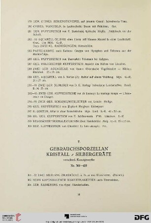 Gebrauchsporzellan, Kristall, Silbergeräte (Nr.301-429)