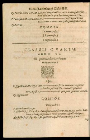 Classis Quartae Ordo XV. ... Q