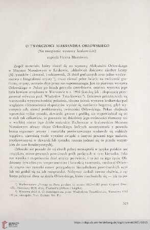 [1.]1951: O twórczości Aleksandra Orłowskiego : (Na marginesie wystawy krakowskiej)