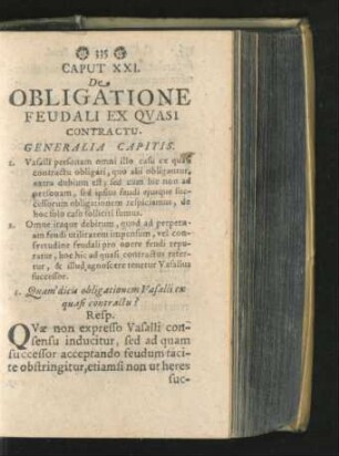 Caput XXI. De Obligatione Feudali Ex Quasi Contractu.