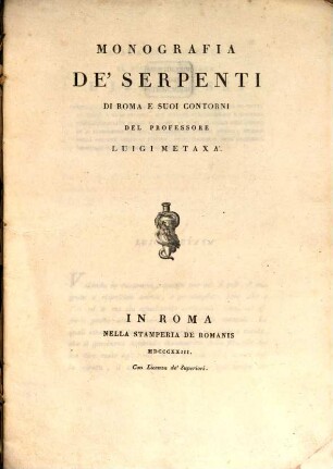 Monografia de'serpenti di Roma e suoi contorni