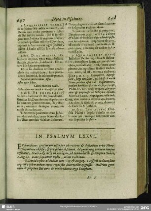 In Psalmum LXXVI.[i.e. LXXV.] Psalmus LXXVI. [i.e. LXXV.]