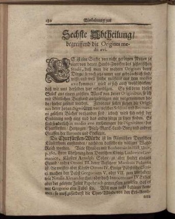Sechste Abtheilung/ begreiffend die Origines medii aevi.