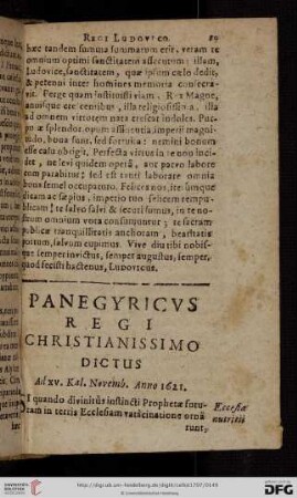 Panegyricvs Regi Christianissimo dictus