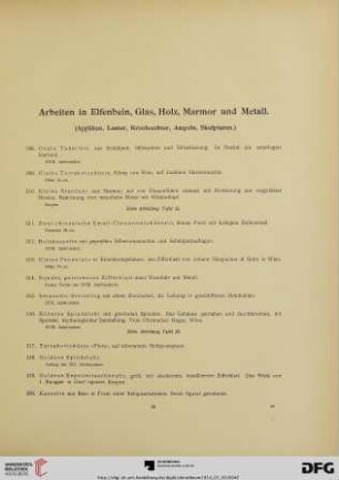 Arbeiten in Elfenbein, Glas, Holz, Marmor und Metall (Nr. 508-675)
