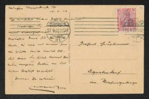 Brief von Hermann Bahr an Gerhart Hauptmann