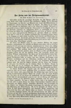 ¬Der¬ Krieg und der Religionsunterricht