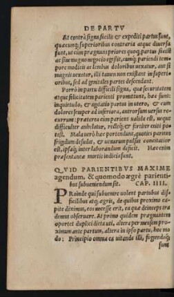 Quid Parientibus Maxime agendum ... Cap. IIII.