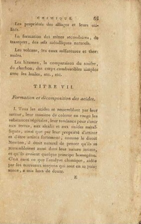 Titre VII. Formation et décomposition des acides
