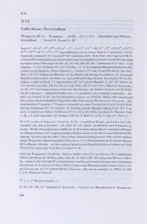 D 14. Collectiones Decretalium