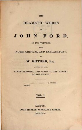 The dramatic works of John Ford, 1