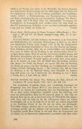 198-199 [Rezension] Kahlefeld, Heinrich, Der Jünger