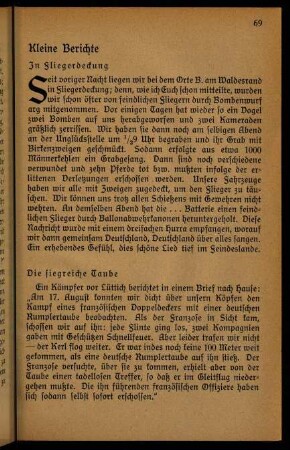 69-74, Kleine Berichte
