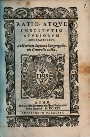 Ratio atque Institutio studiorum Societatis Iesu : auctoritate septimae congregationis generalis aucta