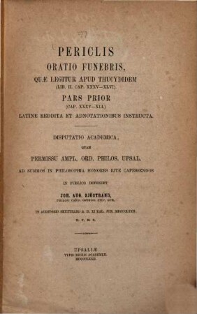 Periclis oratio funebris, quae legitur apud Thucydidem 