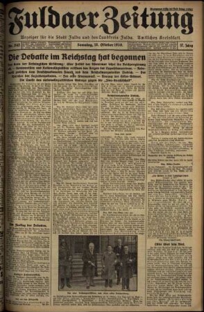 Ausgabe vom Samstag, den 18. Oktober 1930.