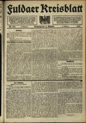 Ausgabe vom Dienstag, den 11. Oktober 1910.