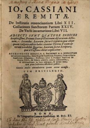 De Institutis renuntiantium : Libri 12