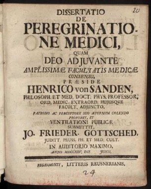 Dissertatio De Peregrinatione Medici