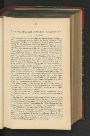 The Madras Landowners Grievances.