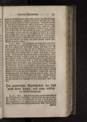 Die angenehme Eigenschaften der Luft nebst ihren Folgen, und zwar erstlich die Akustik überhaupt.