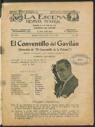 El conventillo del gavilán : (inversión de "El conventillo de la paloma") ; sainete en un acto y tres cuadros