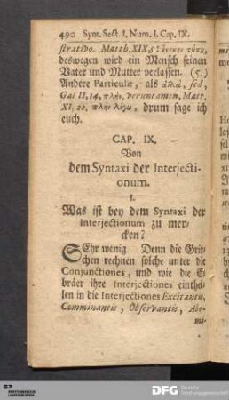 Cap. IX. Von dem Syntaxi der Interjectionum.