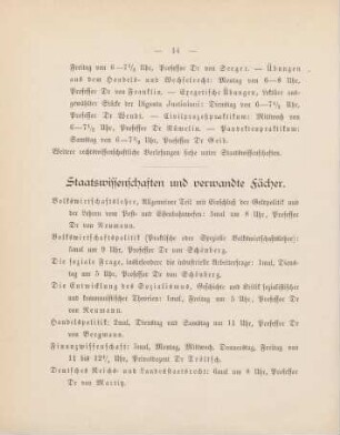 14-16, Staatswissenschaften und verwandte Fächer