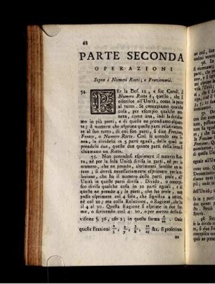 Parte Seconda. Operazioni sopra i numeri rotti.