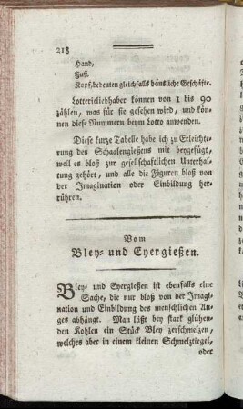Vom Bley- und Eyergießen.