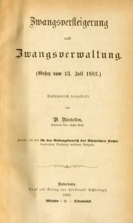 Zwangsversteigerung und Zwangsverwaltung : (Gesetz vom 13. Juli 1883)