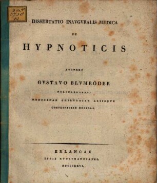 Dissertatio inauguralis medica de hypnoticis