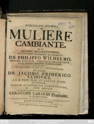 Dissertatio Juridica De Muliere Cambiante