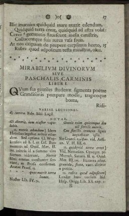 Mirabilium Divinorum Sive Paschalis Carminis Liber I.
