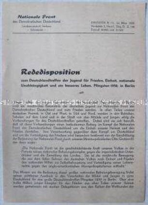 Sonderdruck für Propagandisten der Nationalen Front mit einer Rededisposition zum Deutschlandtreffen 1950