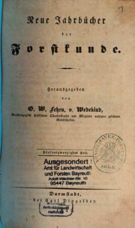 Neue Jahrbücher der Forstkunde. 25. 1842