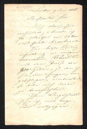 Handschriftlicher Brief von Schlegel an Heuglin