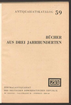 Nr. 59: Bücher aus drei Jahrhunderten