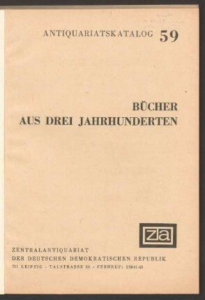 Nr. 59: Bücher aus drei Jahrhunderten
