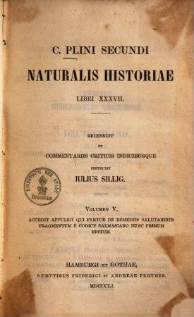 C. Plini Secundi Naturalis historiae libri XXXVII : libri XXXVII, 5
