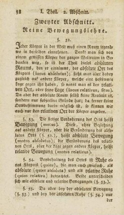 Zweyter Abschnitt. Reine Bewegungslehre.