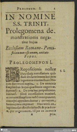 Prolegomenon I.