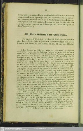 III. Erste Gallerie oder Turniersaal