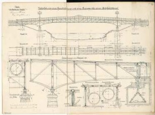 Überführung einer Gasrohrleitung und eines Fußweges über einen Kanal Monatskonkurrenz November 1907: Grundriss auf zwei Ebenen, Aufriss Seitenansicht 1:100, Details 1:20; 2 Maßstabsleisten