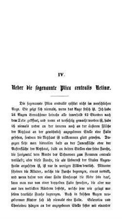 IV. Ueber die sogenannte Plica centralis Retinæ