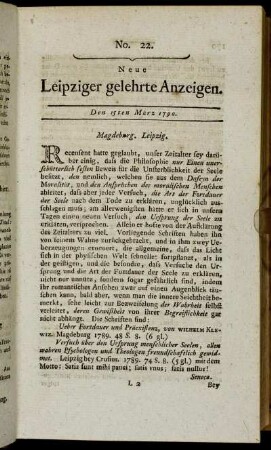 No. 22. Den 15ten März 1790.